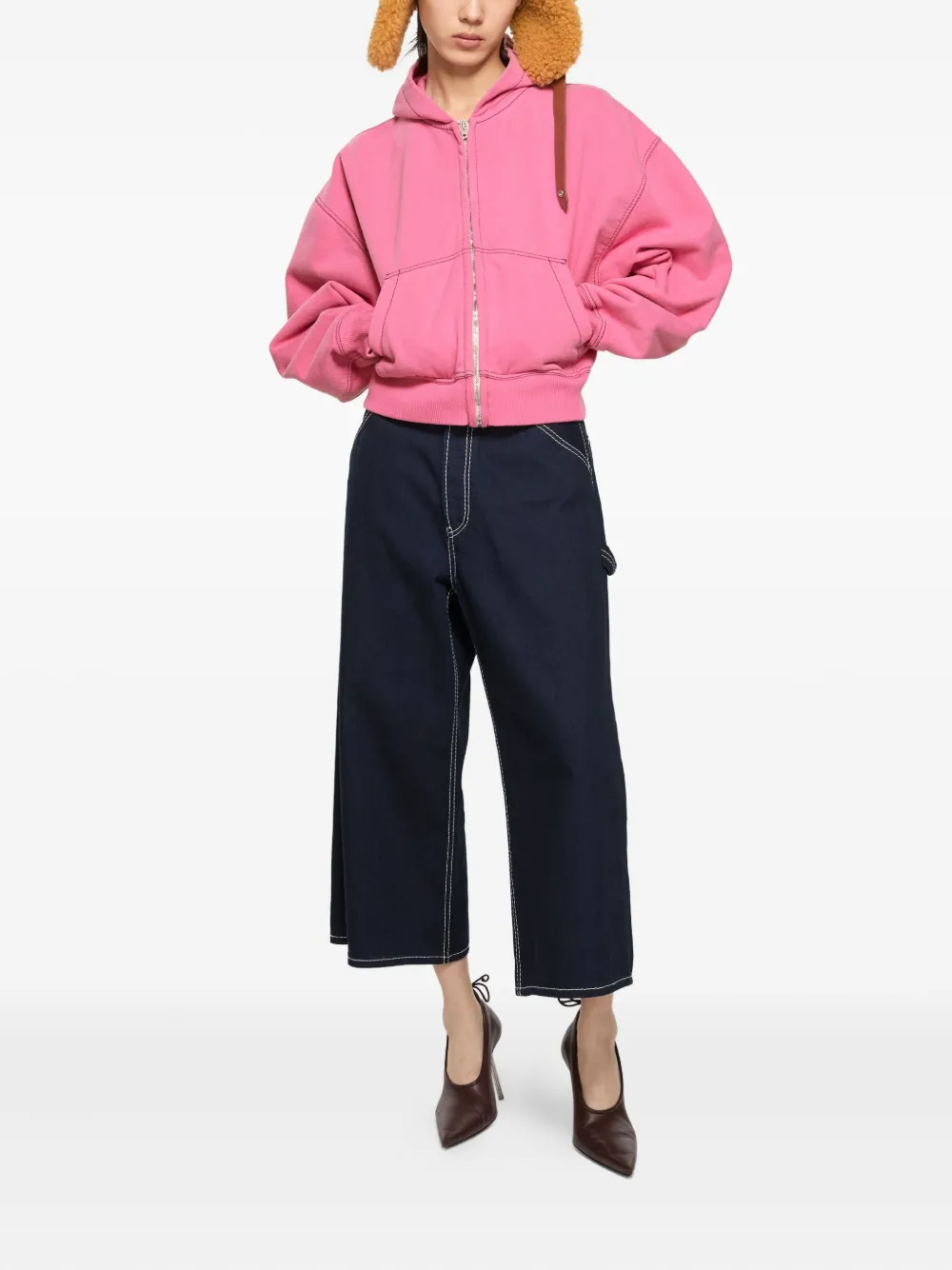 Acne Studios Hoodie met rits en stiksel Roze