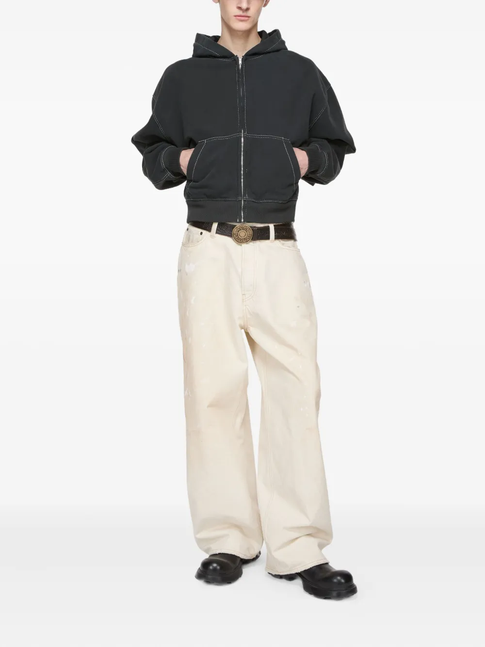 Acne Studios Hoodie met rits en contrasterend stiksel Zwart