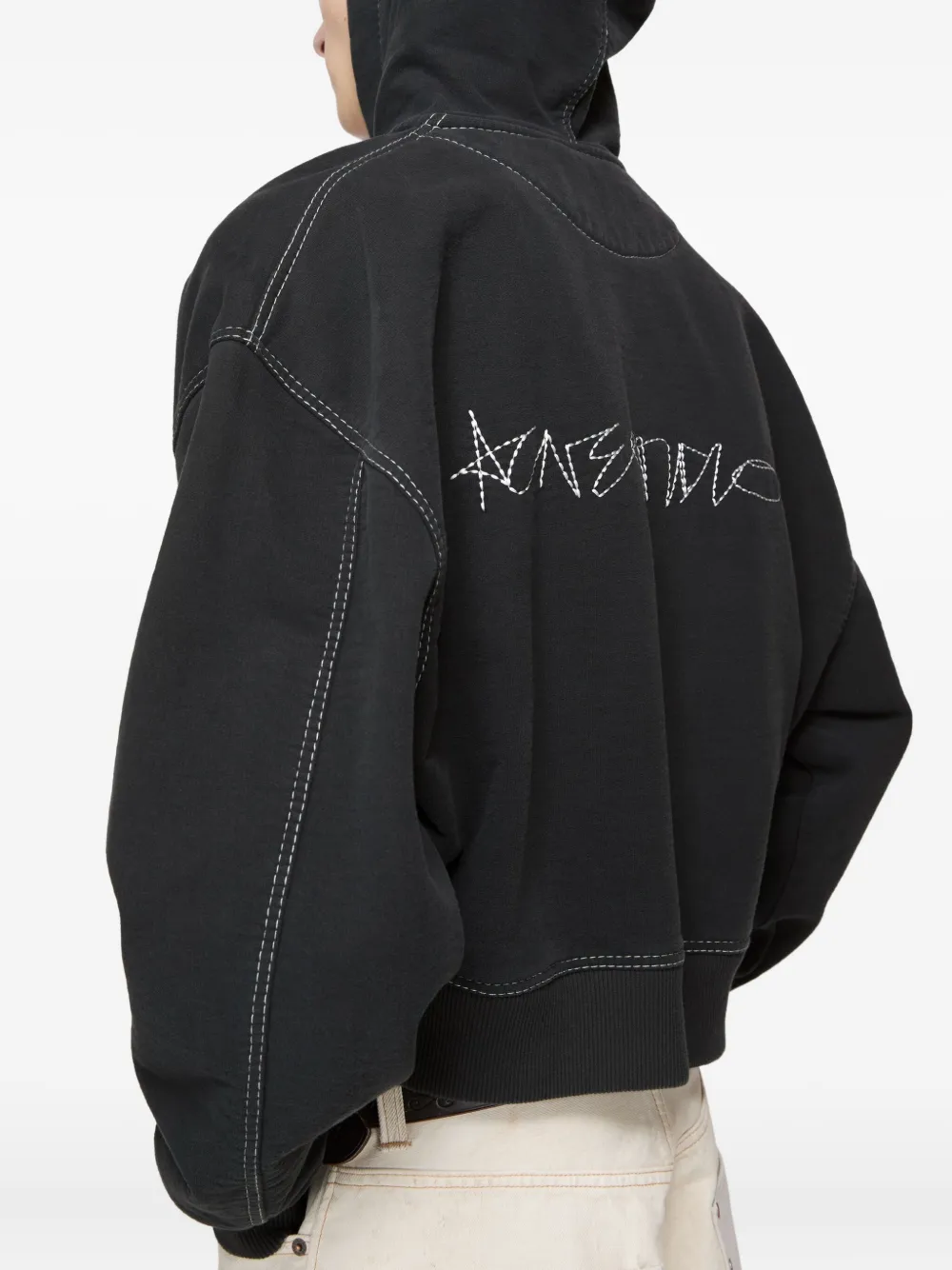 Acne Studios Hoodie met rits en contrasterend stiksel Zwart
