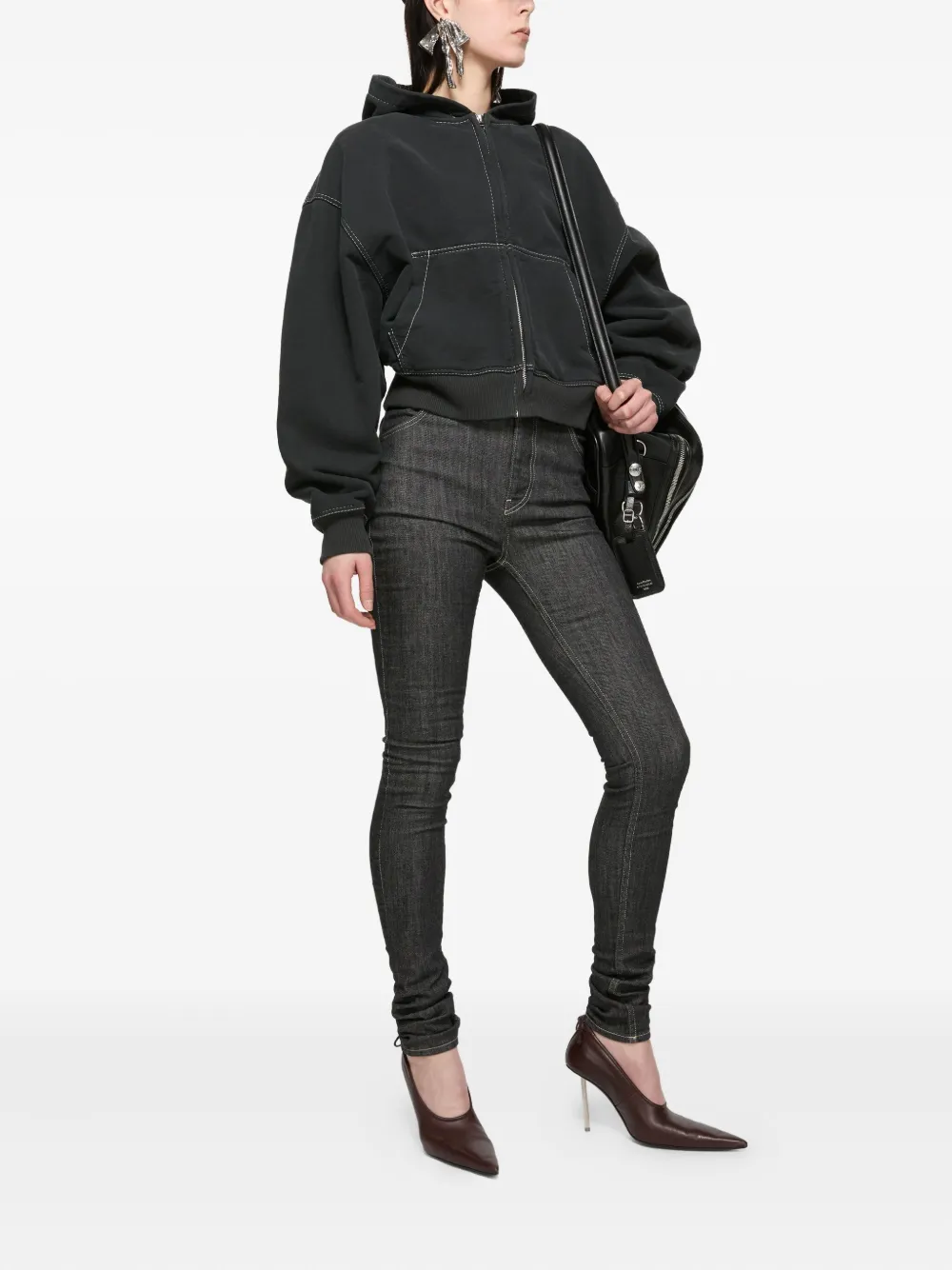 Acne Studios Hoodie met rits en contrasterend stiksel Zwart
