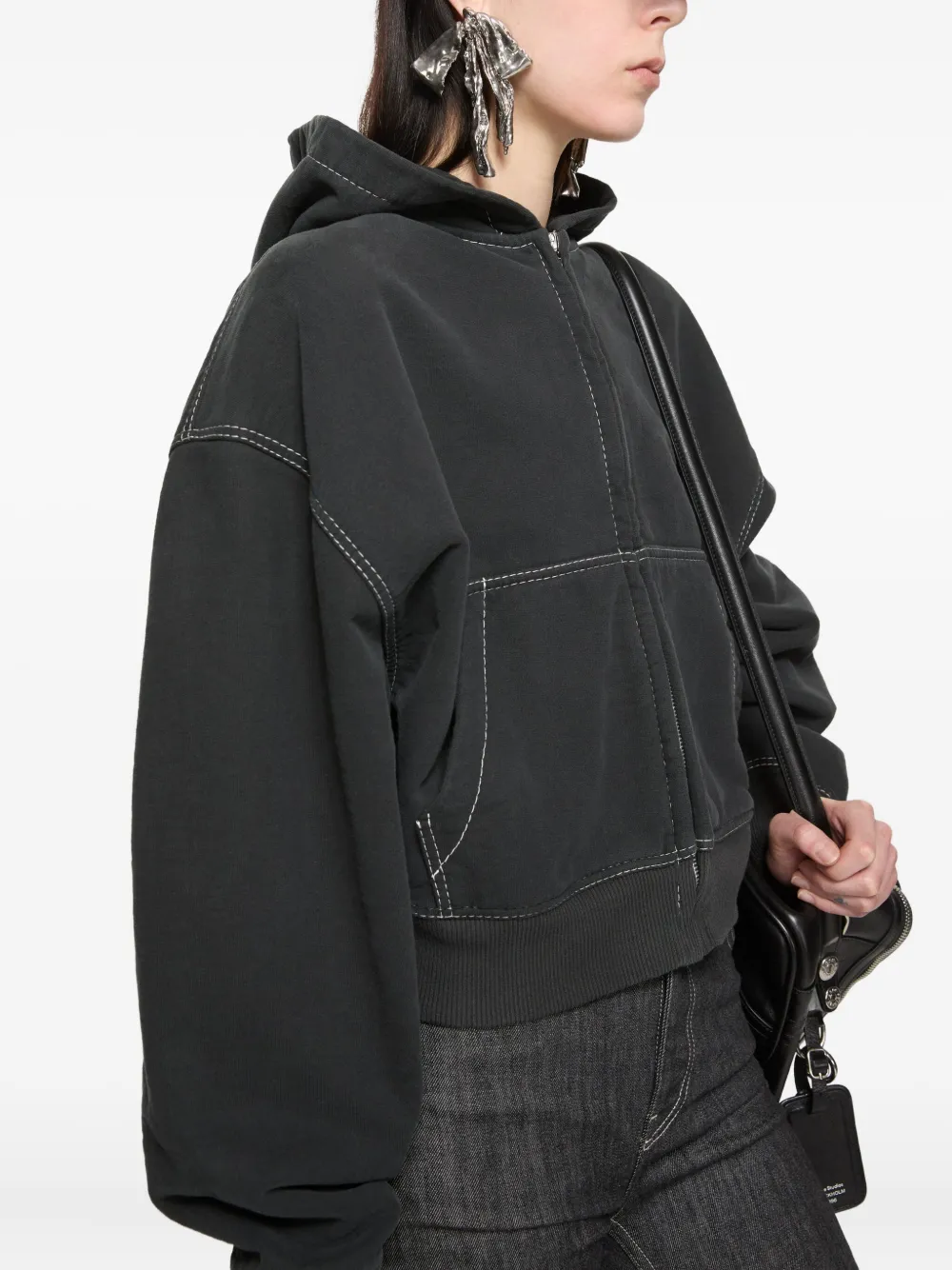 Acne Studios Hoodie met rits en contrasterend stiksel Zwart