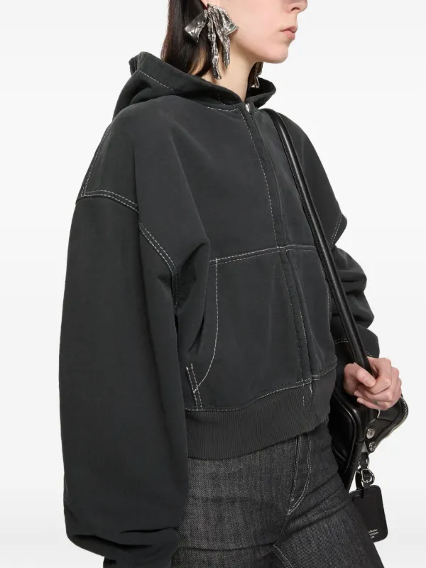 Acne Studios contrast-stitch zip-up Hoodie | Black | FARFETCH