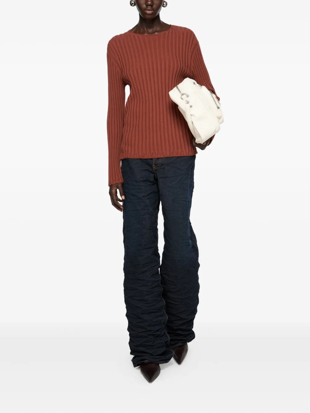 Acne Studios Geribbelde katoenen trui Rood
