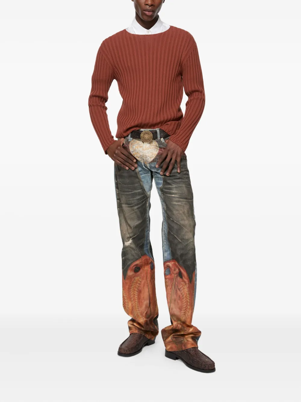Acne Studios Geribbelde katoenen trui Rood