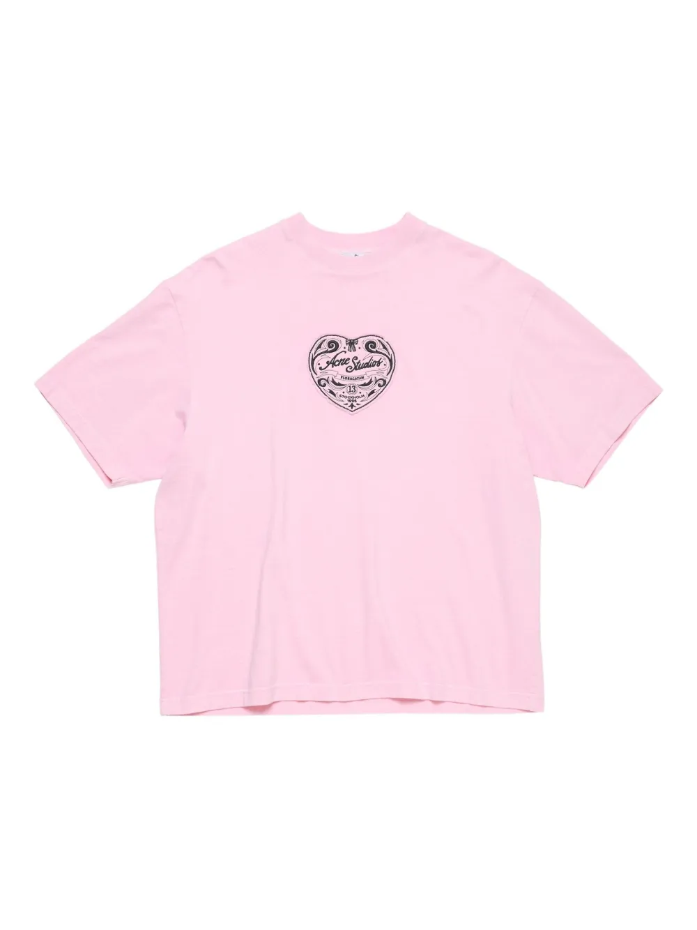 Acne Studios T-shirt met hartlogo Roze