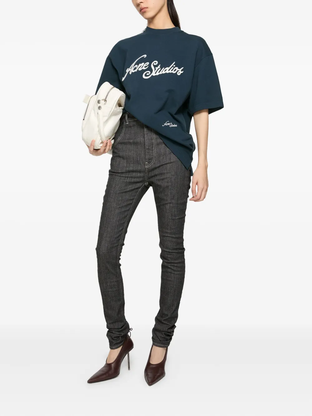 Acne Studios T-shirt met geborduurd logo Blauw