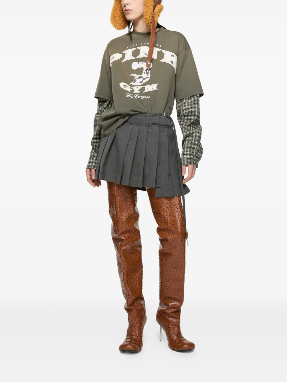 Acne Studios logo-appliqué layered T-shirt Groen