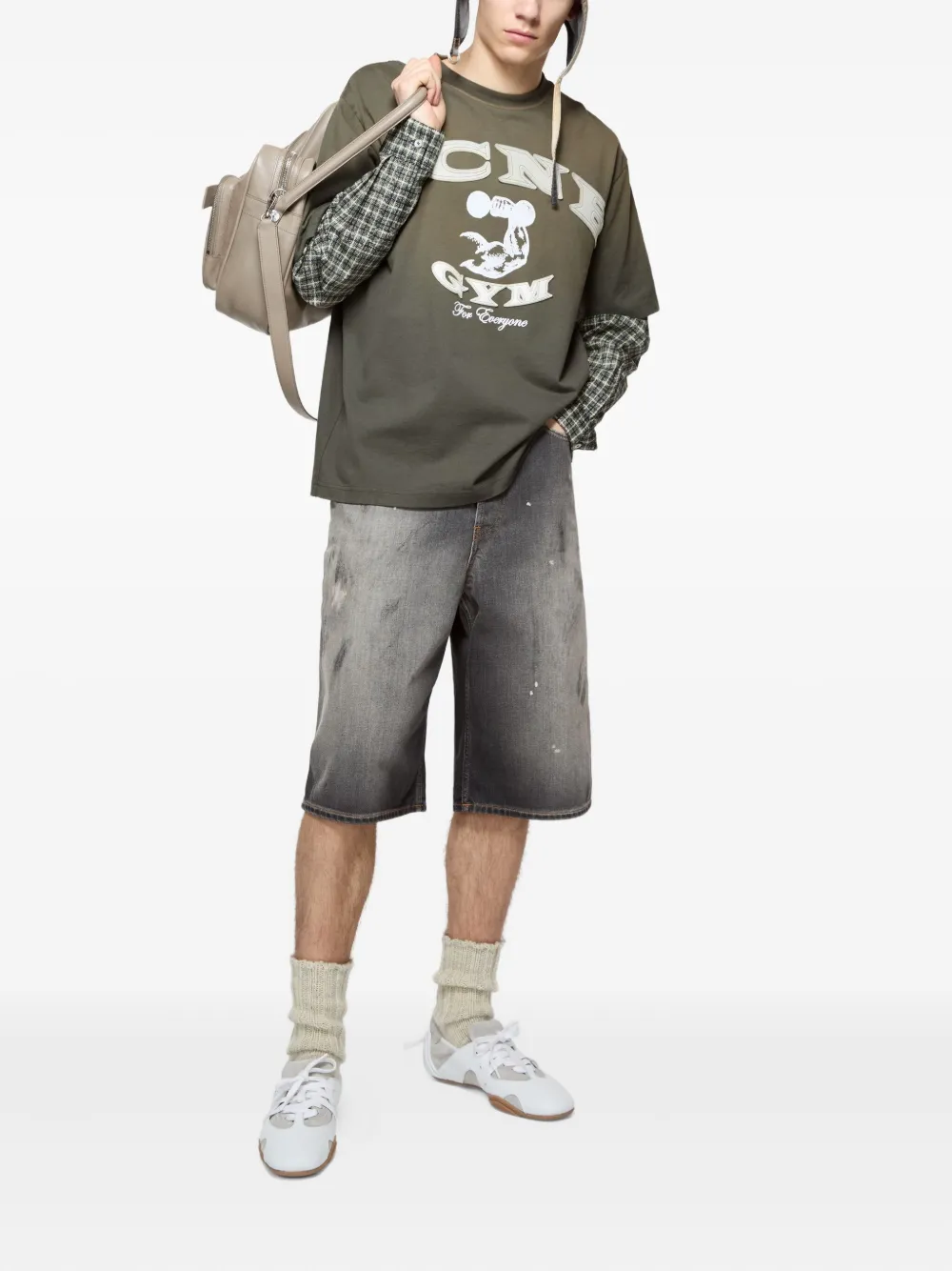 Acne Studios logo-appliqué layered T-shirt Groen