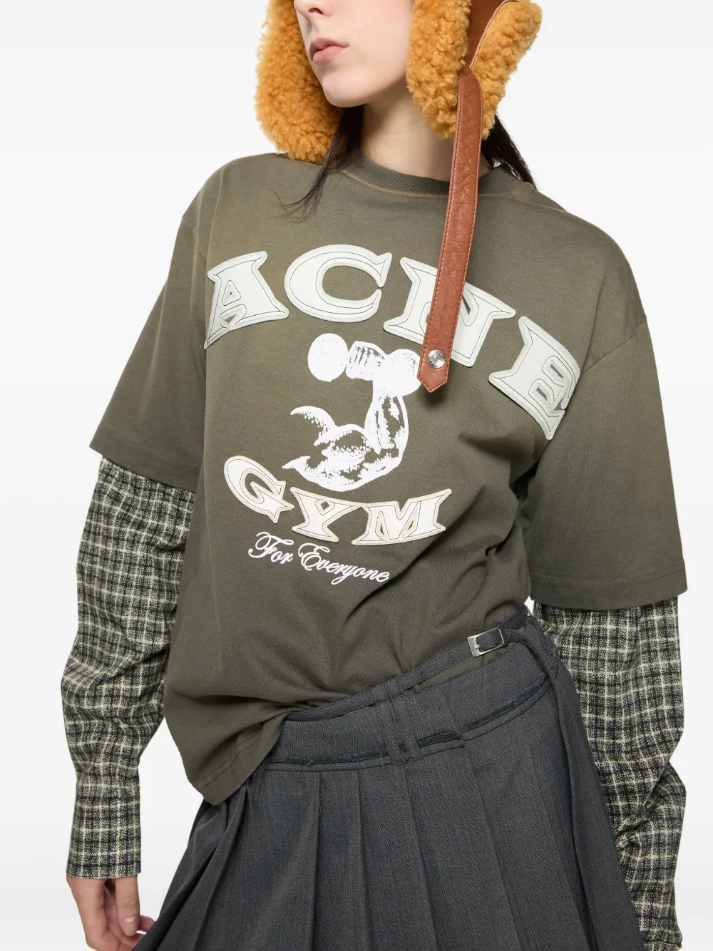 Acne Studios logo-appliqué layered T-shirt Groen