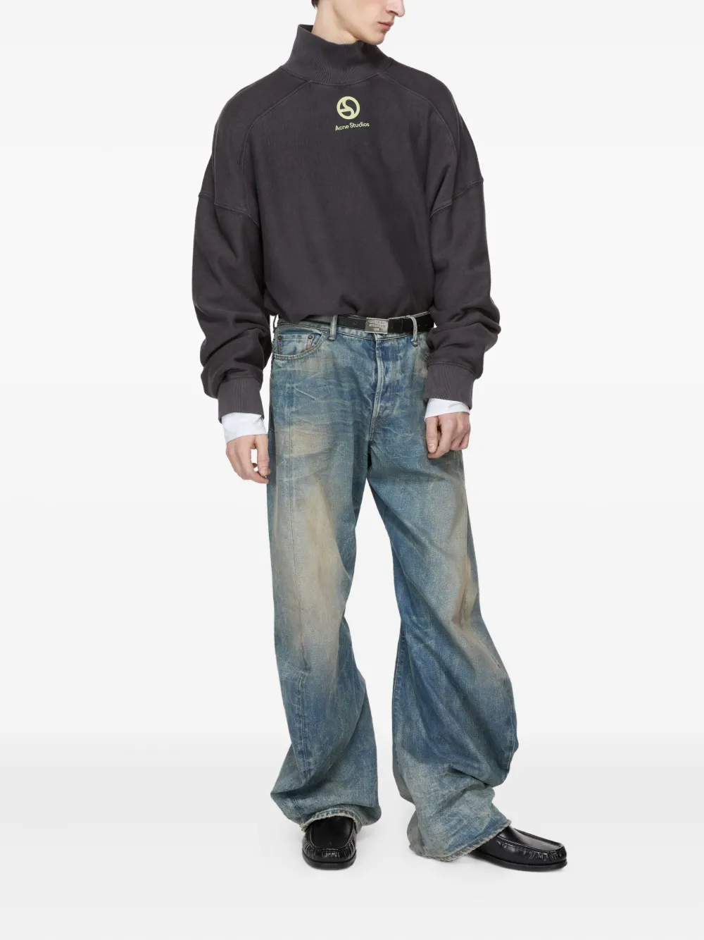 Acne Studios logo-print high-neck sweater Grijs