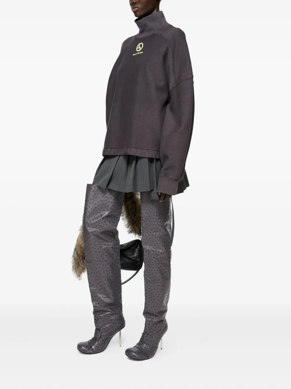 Acne Studios logo-print high-neck sweater Grijs