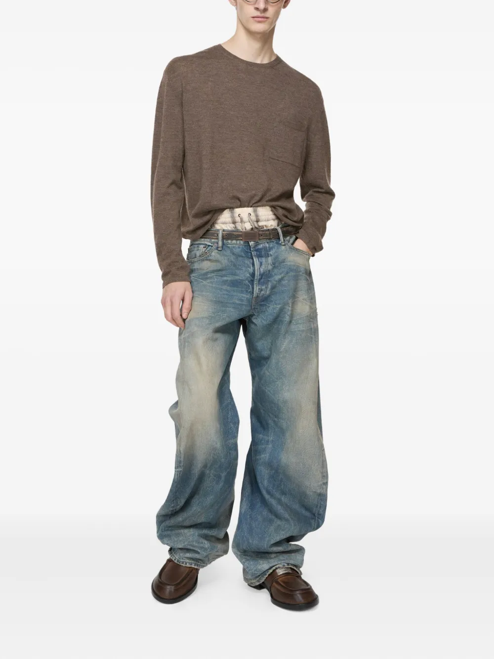 Acne Studios Trui met borstzak en lange mouwen - Bruin