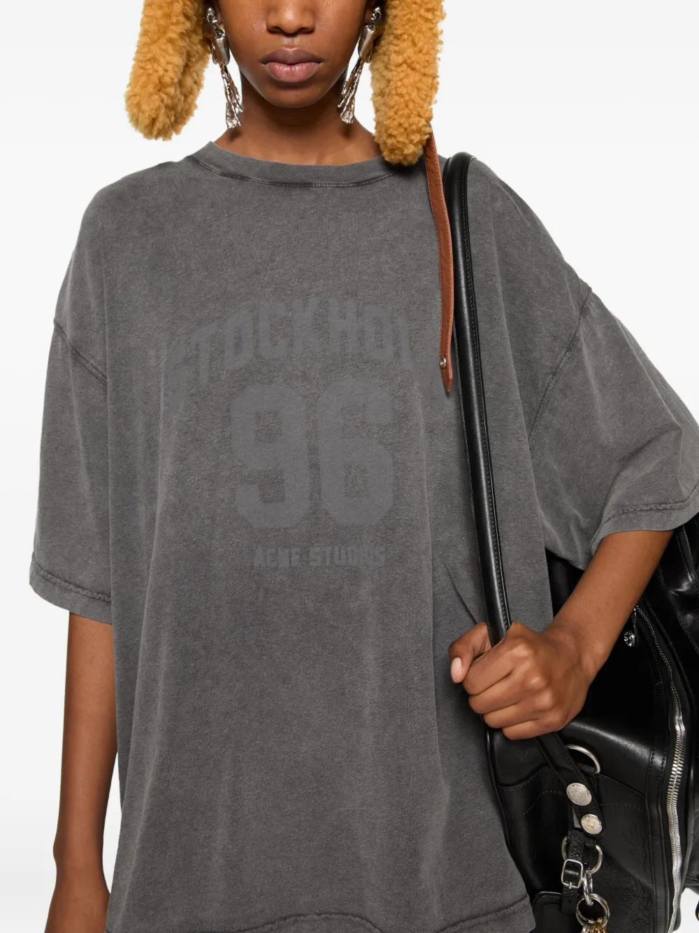 Acne Studios T-shirtjurk met grafische print Grijs