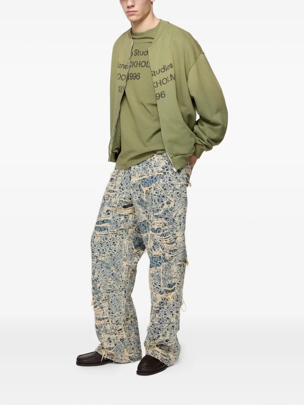 Acne Studios Vest met rits en logoprint Groen