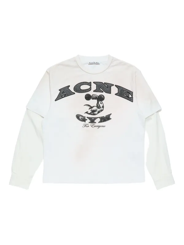トップス Acne studios white long sleeve T-shirt White Printed-Logo Long Sleeve T-Shirt by Acne Studios on Sale