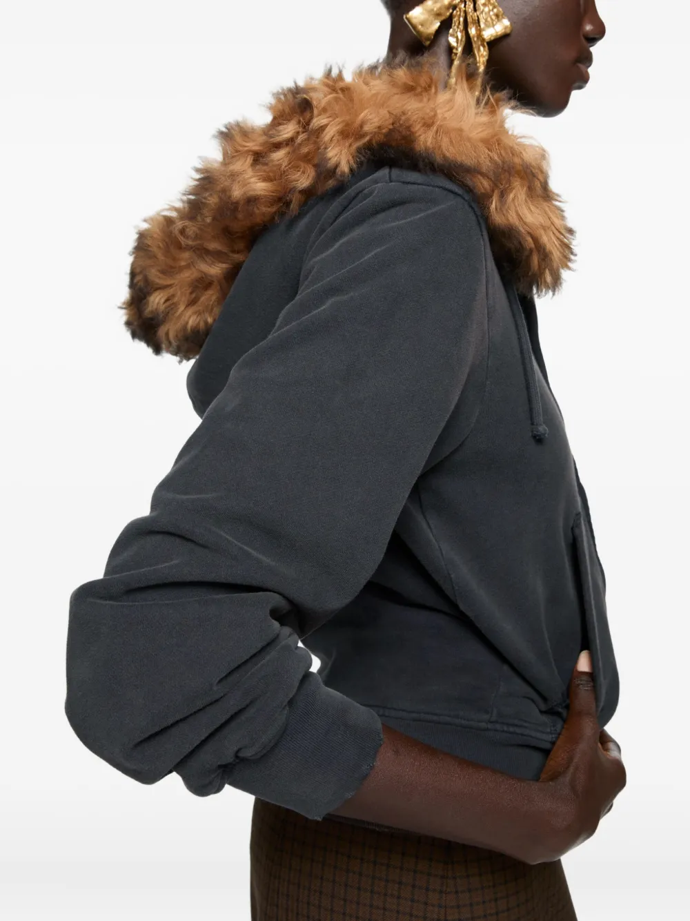 Acne Studios Hooded Zipper Hoodie In Black