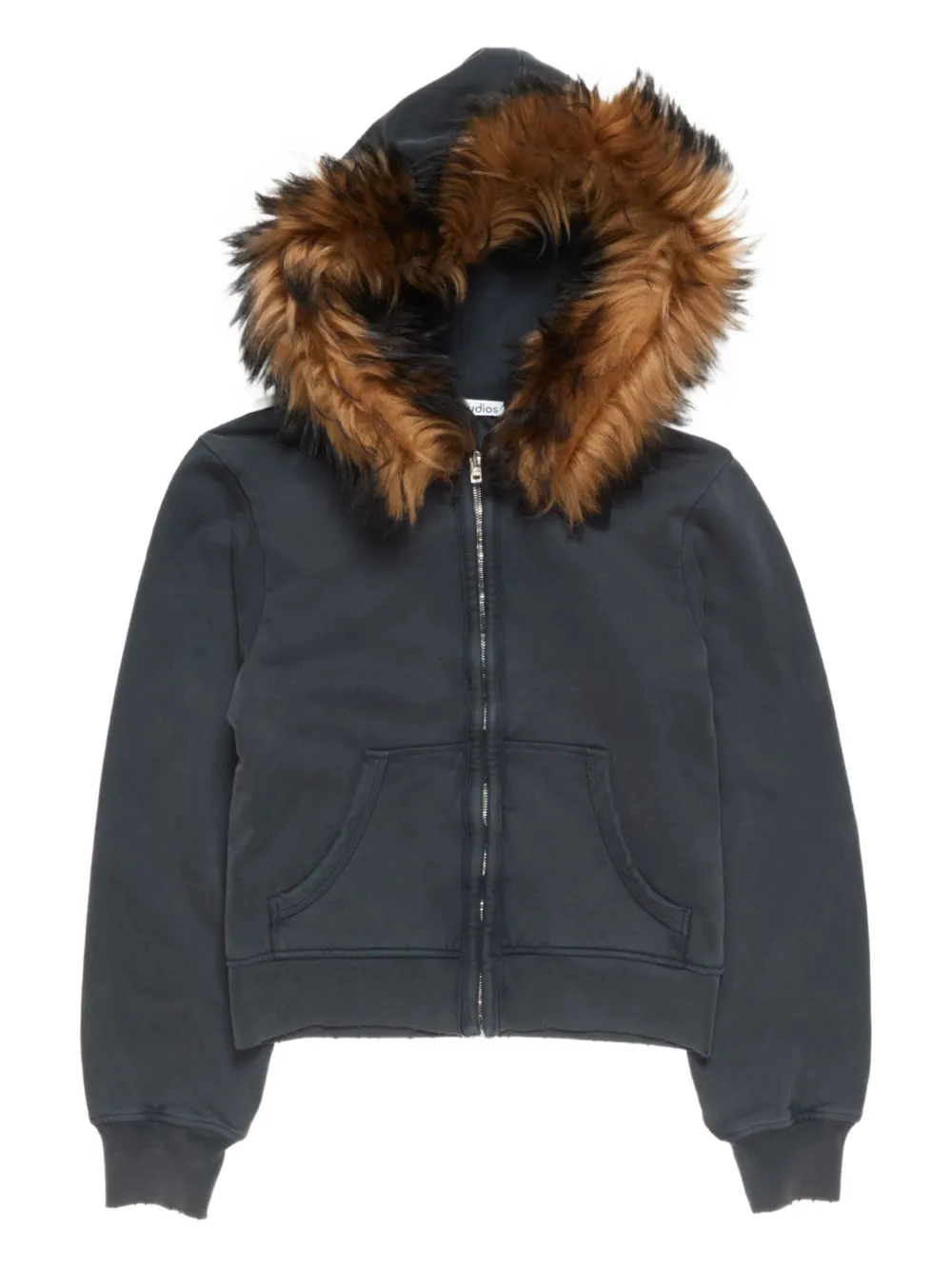 Acne Studios Hooded Zipper Hoodie In Black