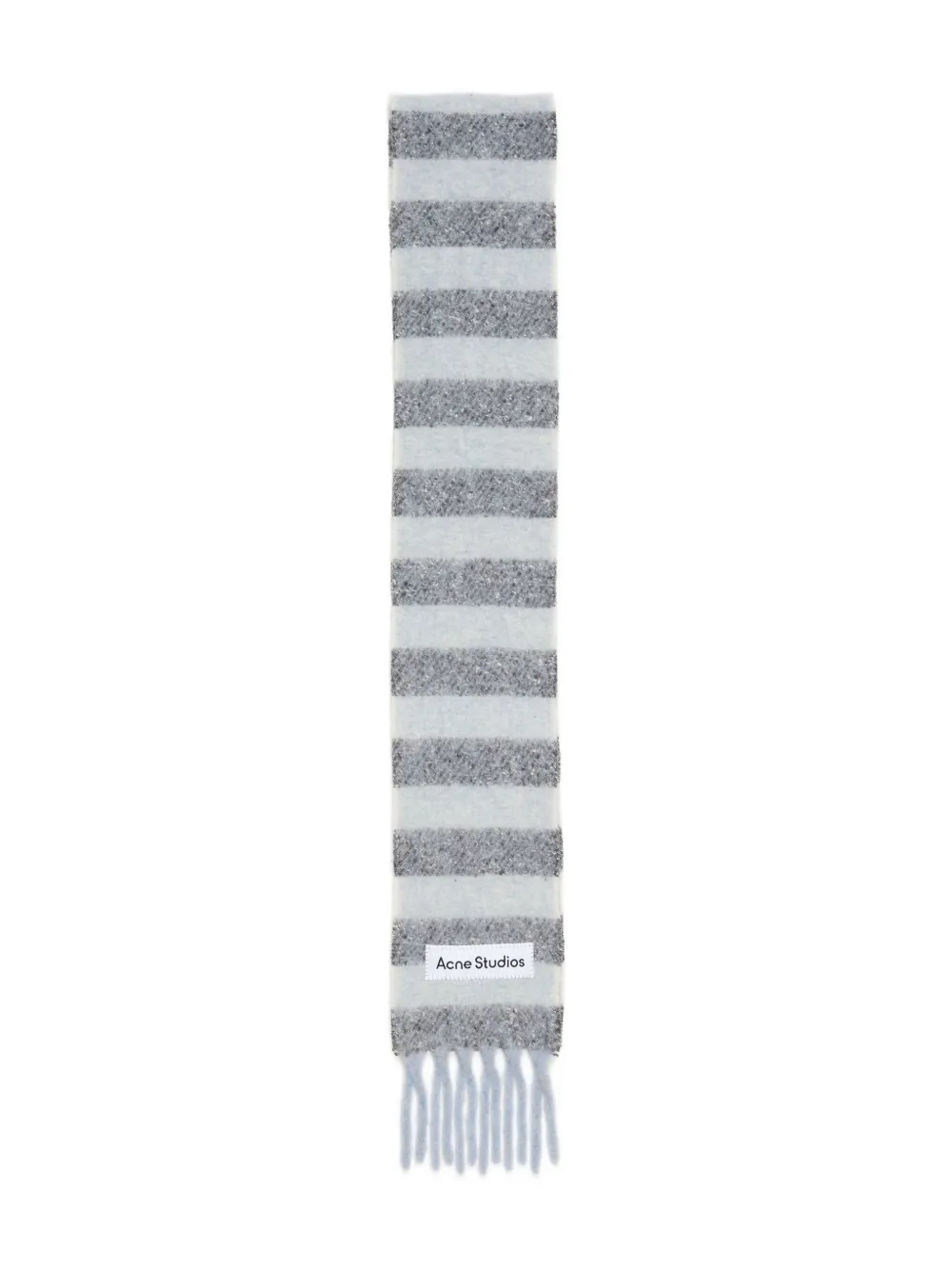 Acne Studios Stripe-pattern Fringed Scarf In Gray