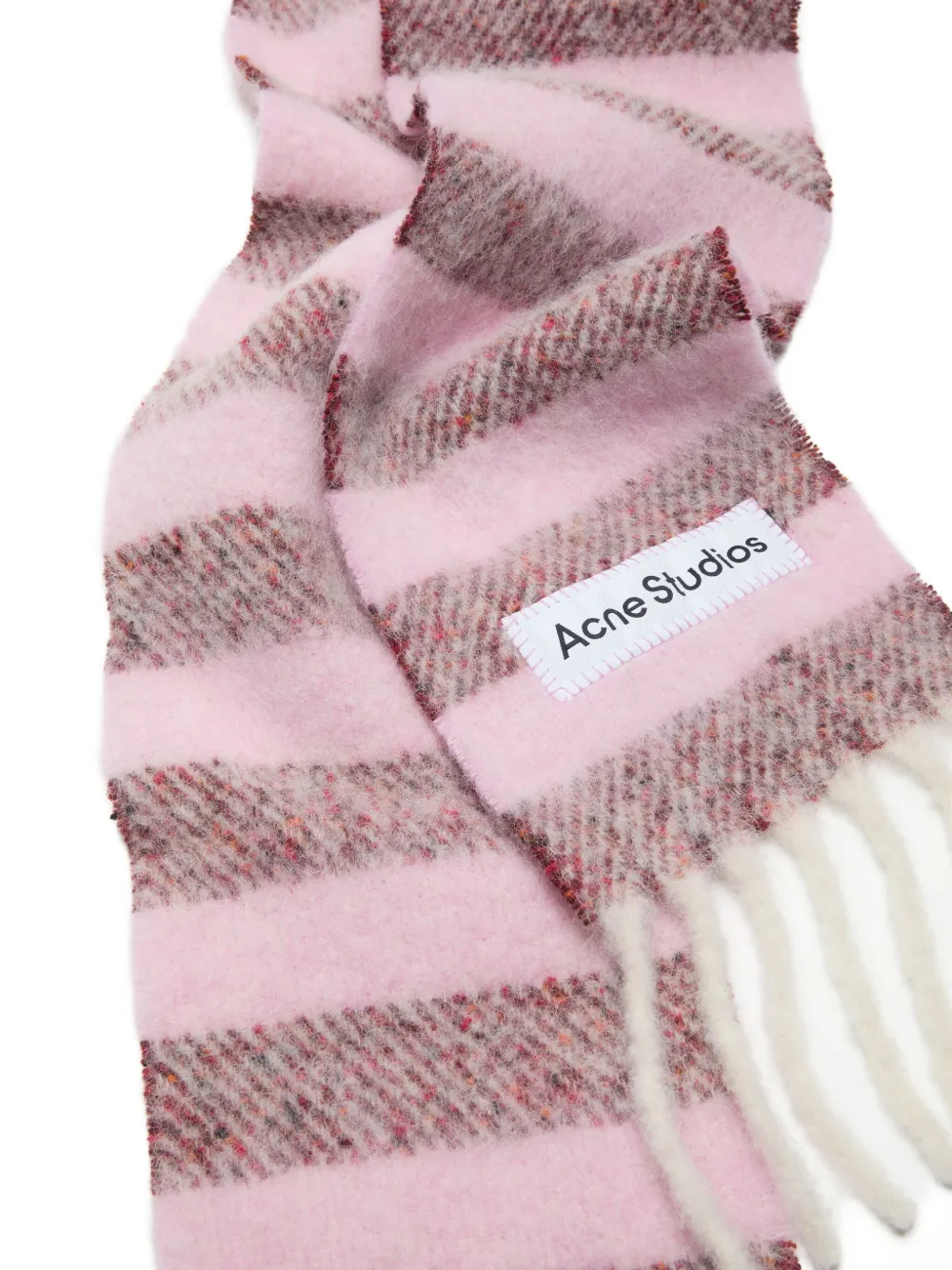 Acne Studios Stripe-pattern Fringed Scarf In Pink
