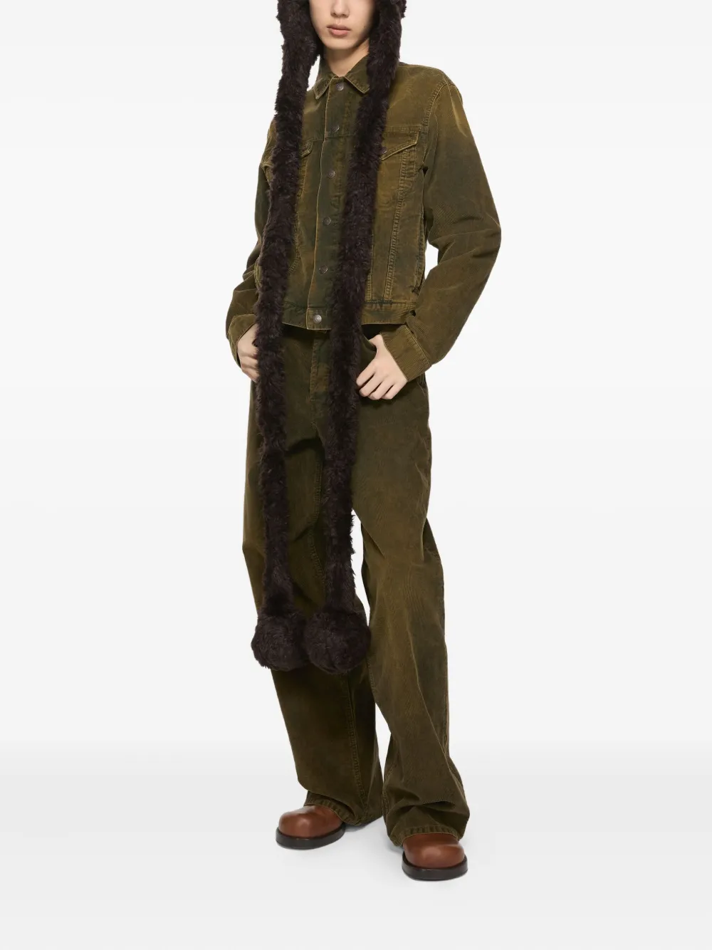Acne Studios Ribfluwelen jack Groen