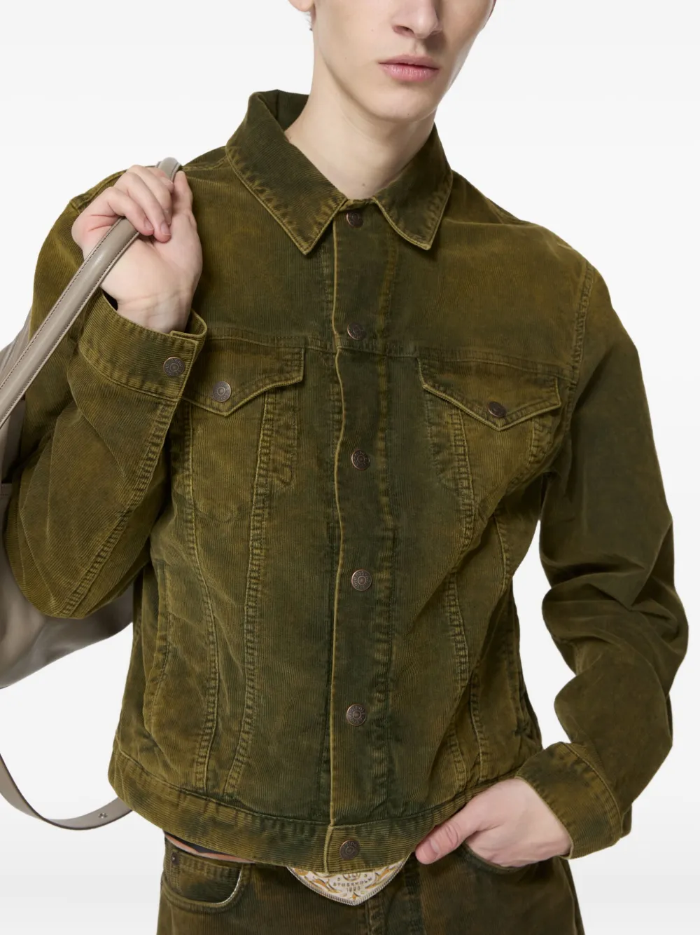 Acne Studios Ribfluwelen jack Groen