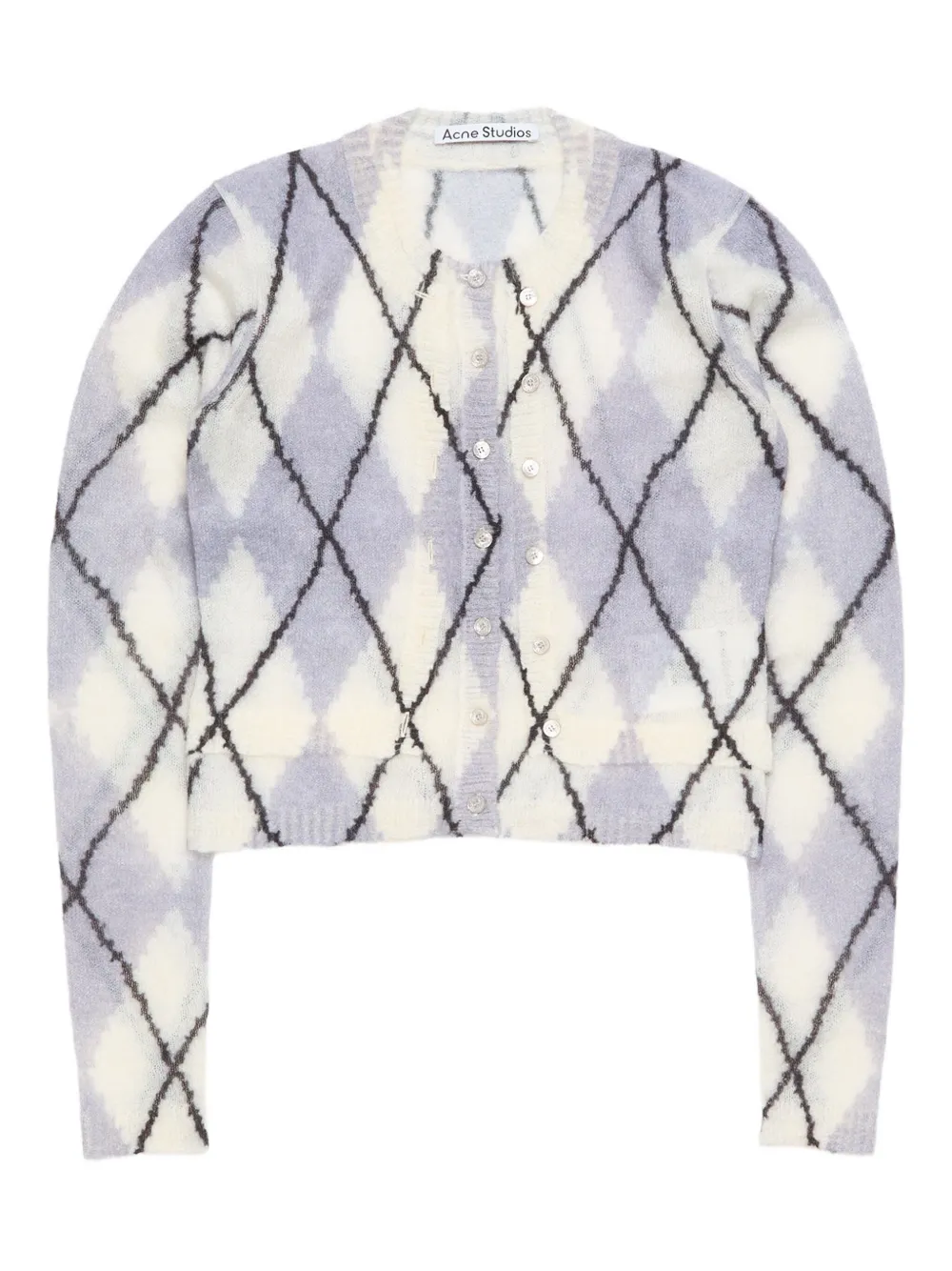Acne Studios Argyle Cardigan In Mohair And Wool Blend In Neutral