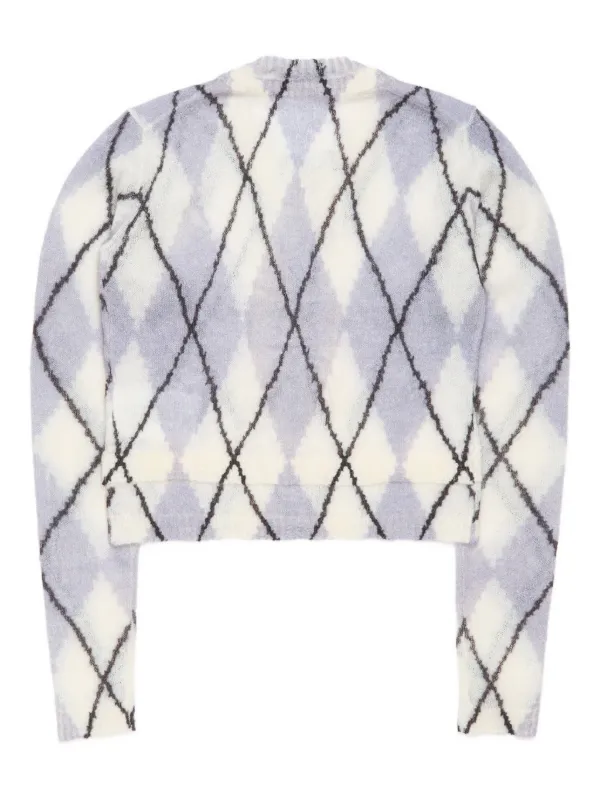 Acne Studios diamond-pattern Mohair Cardigan | White | FARFETCH