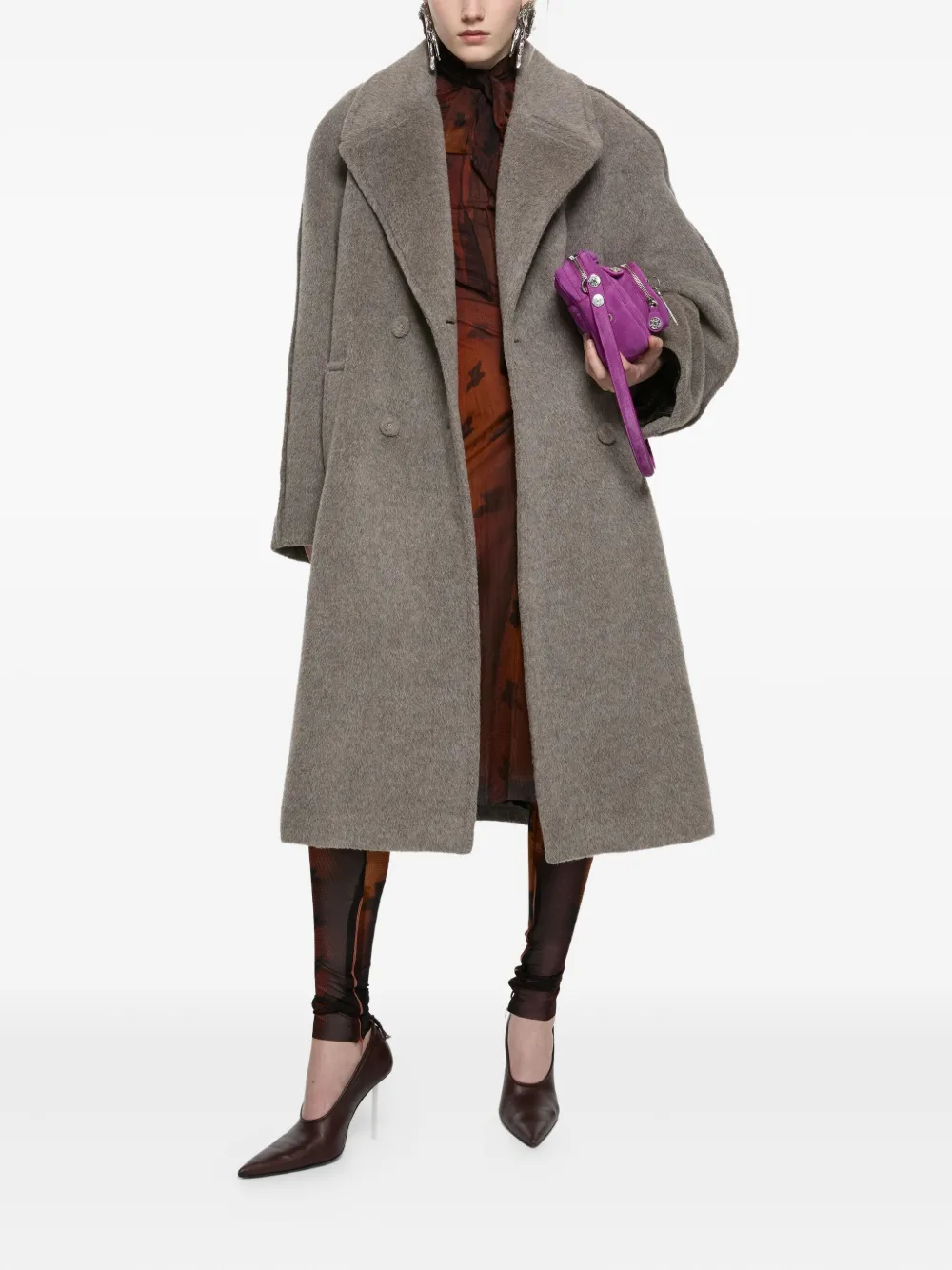 Acne Studios double-breasted wool-blend coat Grijs