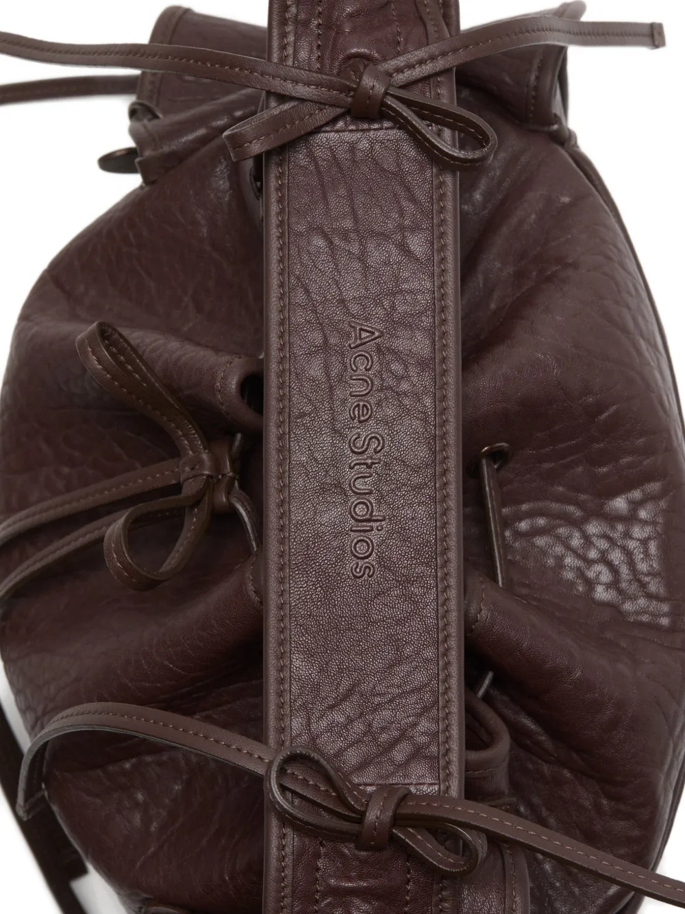 Acne Studios Ruffled Drawstring Shoulder Bag In Brown