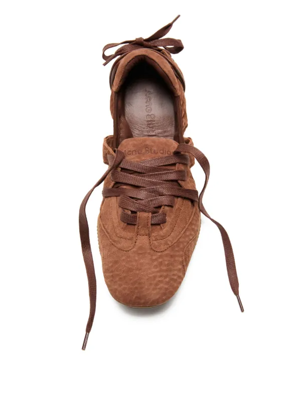 Acne Studios レースアップ レザースニーカー | ブラウン | FARFETCH JP