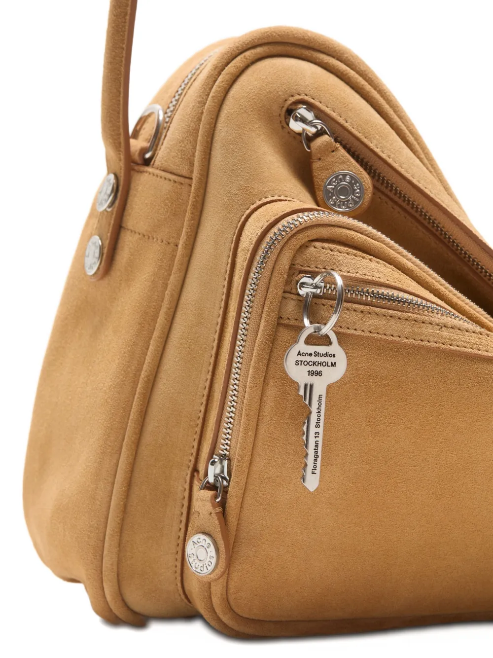 Acne Studios Camero Medium Suede Shoulder Bag In Nude