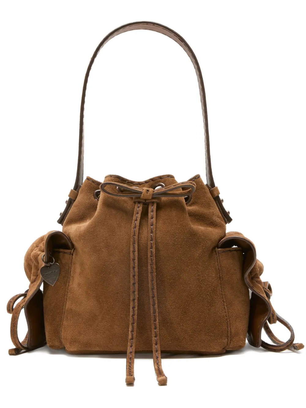 Acne Studios Mini Multipocket Suede Shoulder Bag In Brown