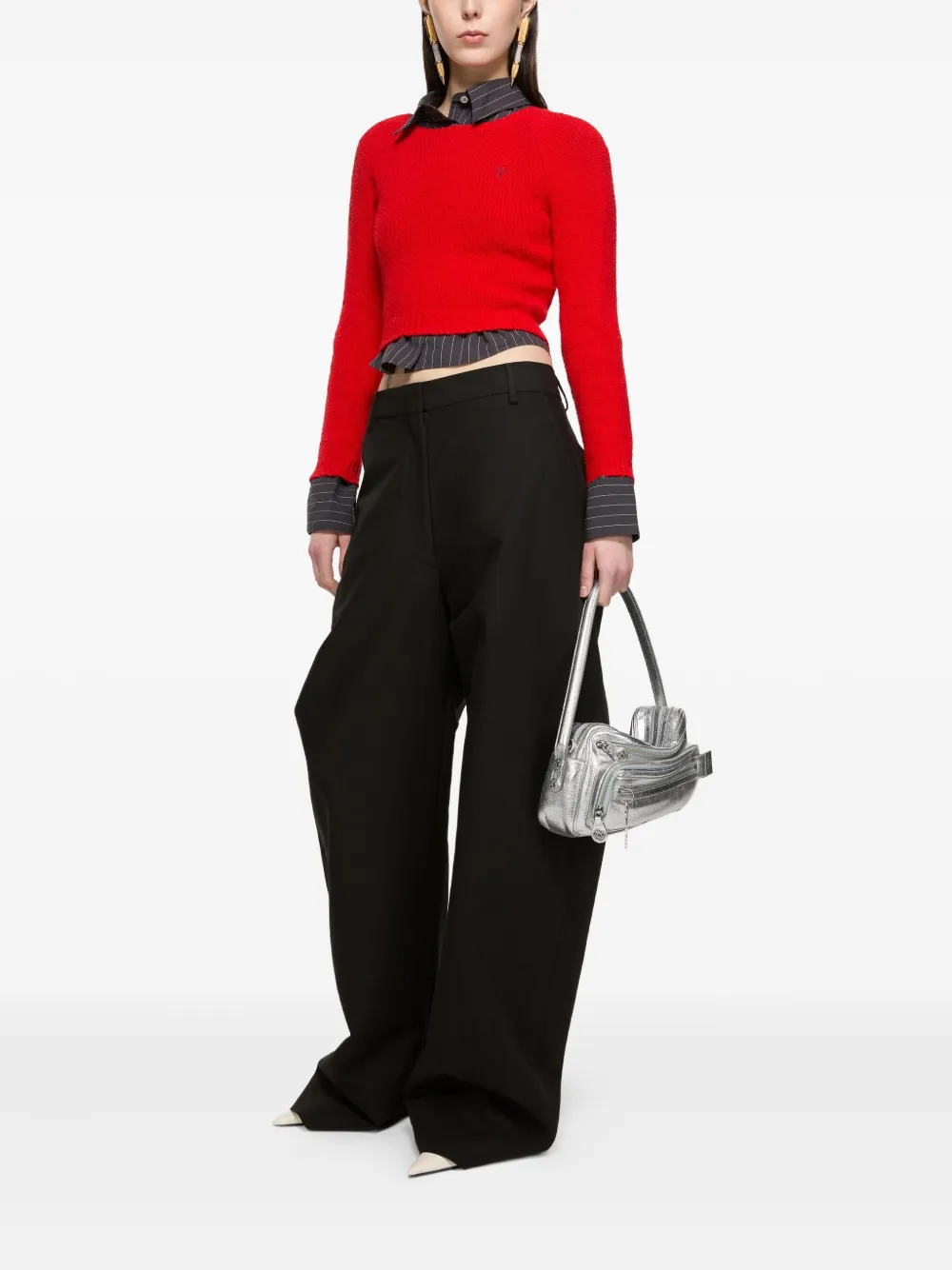 Acne Studios Camero Party metallic-finish shoulder bag Zilver