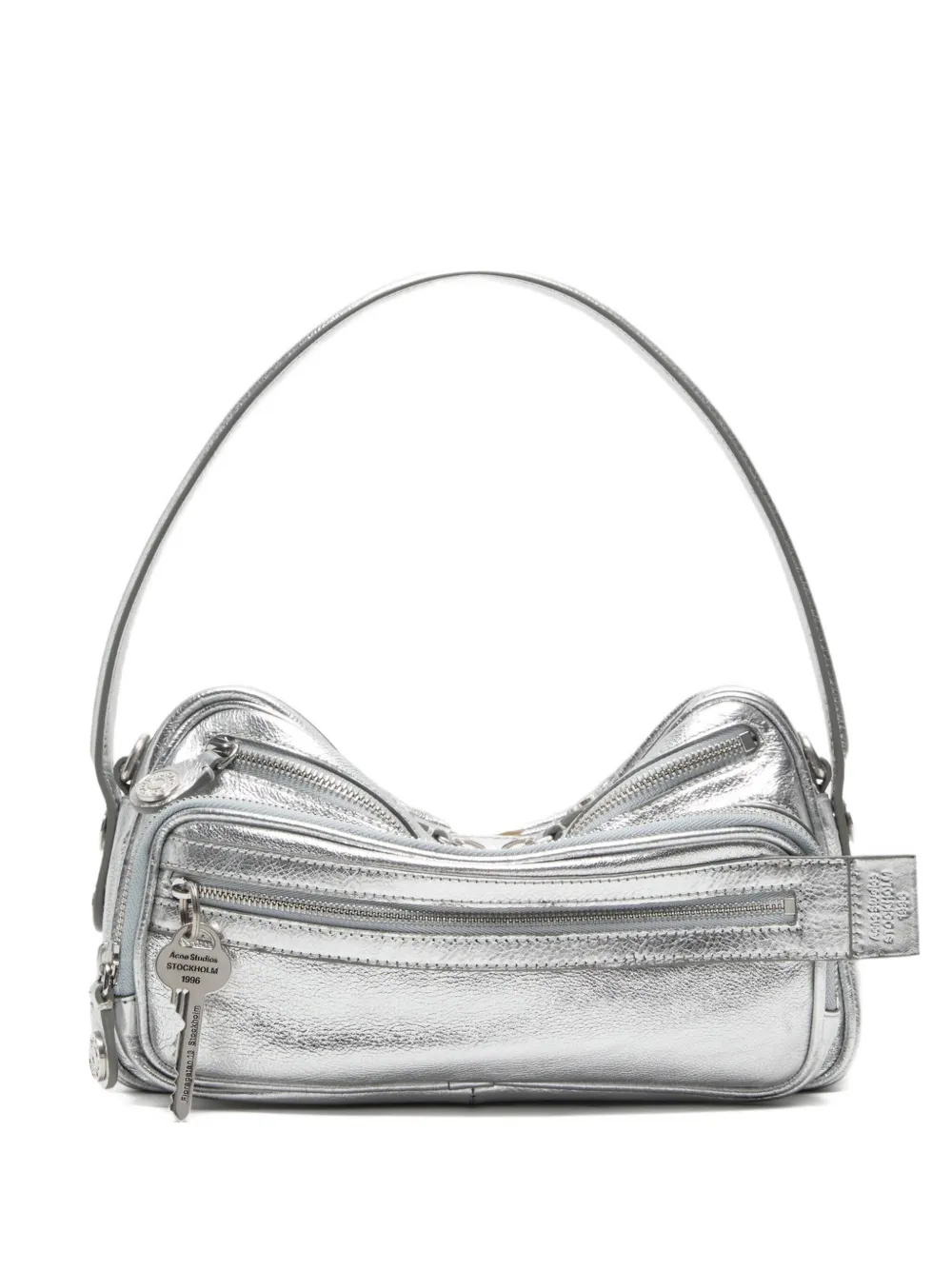 Acne Studios Camero Party metallic-finish shoulder bag Zilver