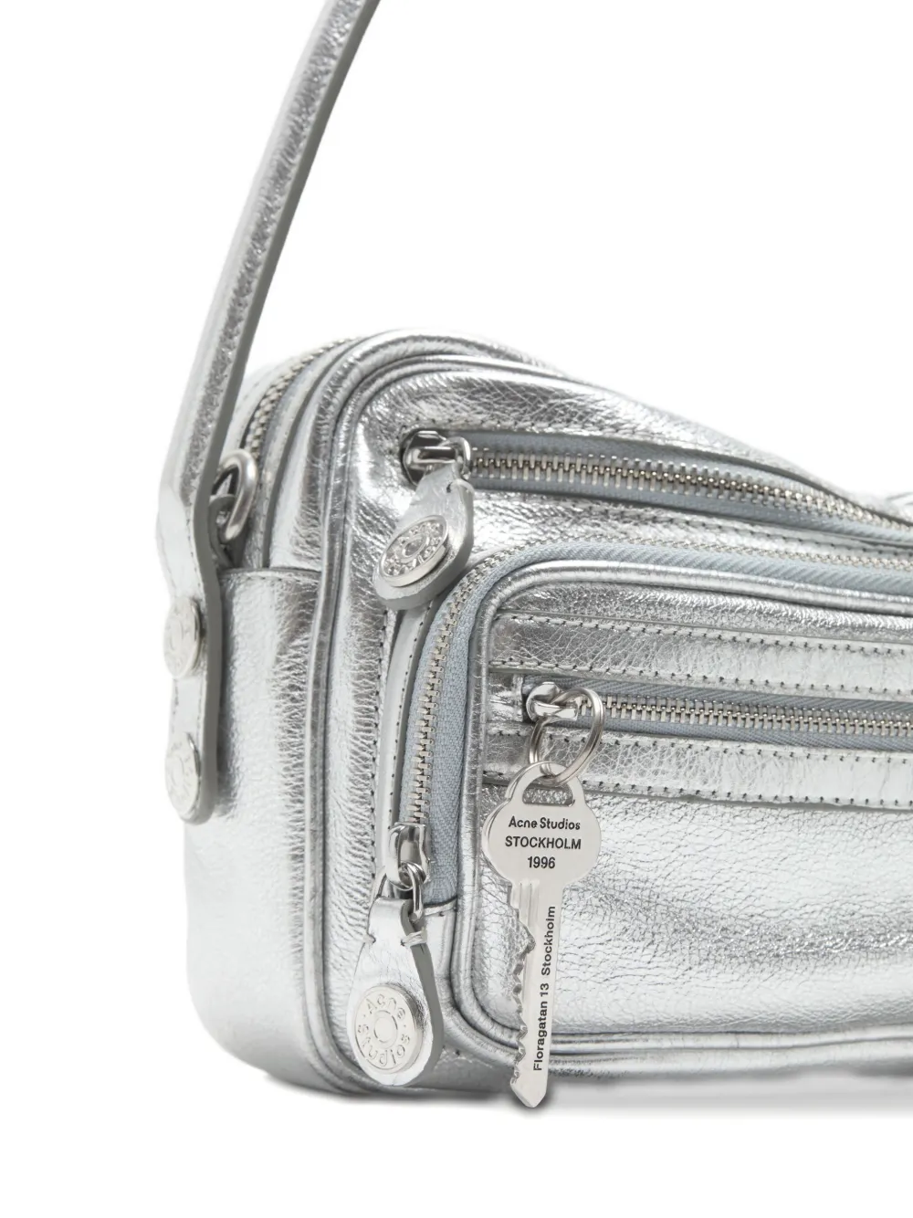 Acne Studios Camero Party metallic-finish shoulder bag Zilver