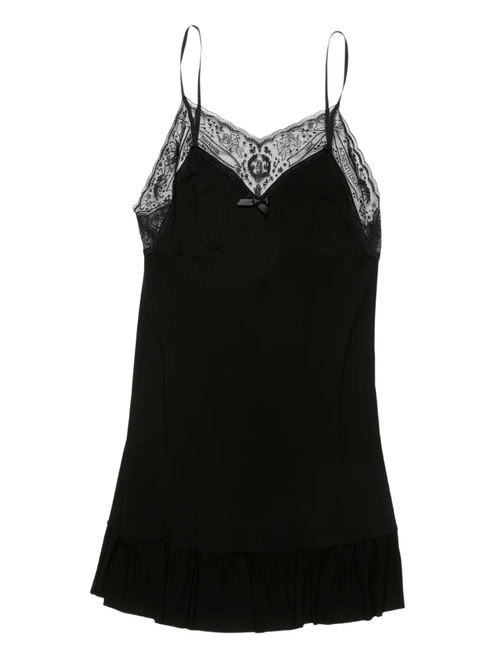 Acne Studios lace-trim mini dress - Nero