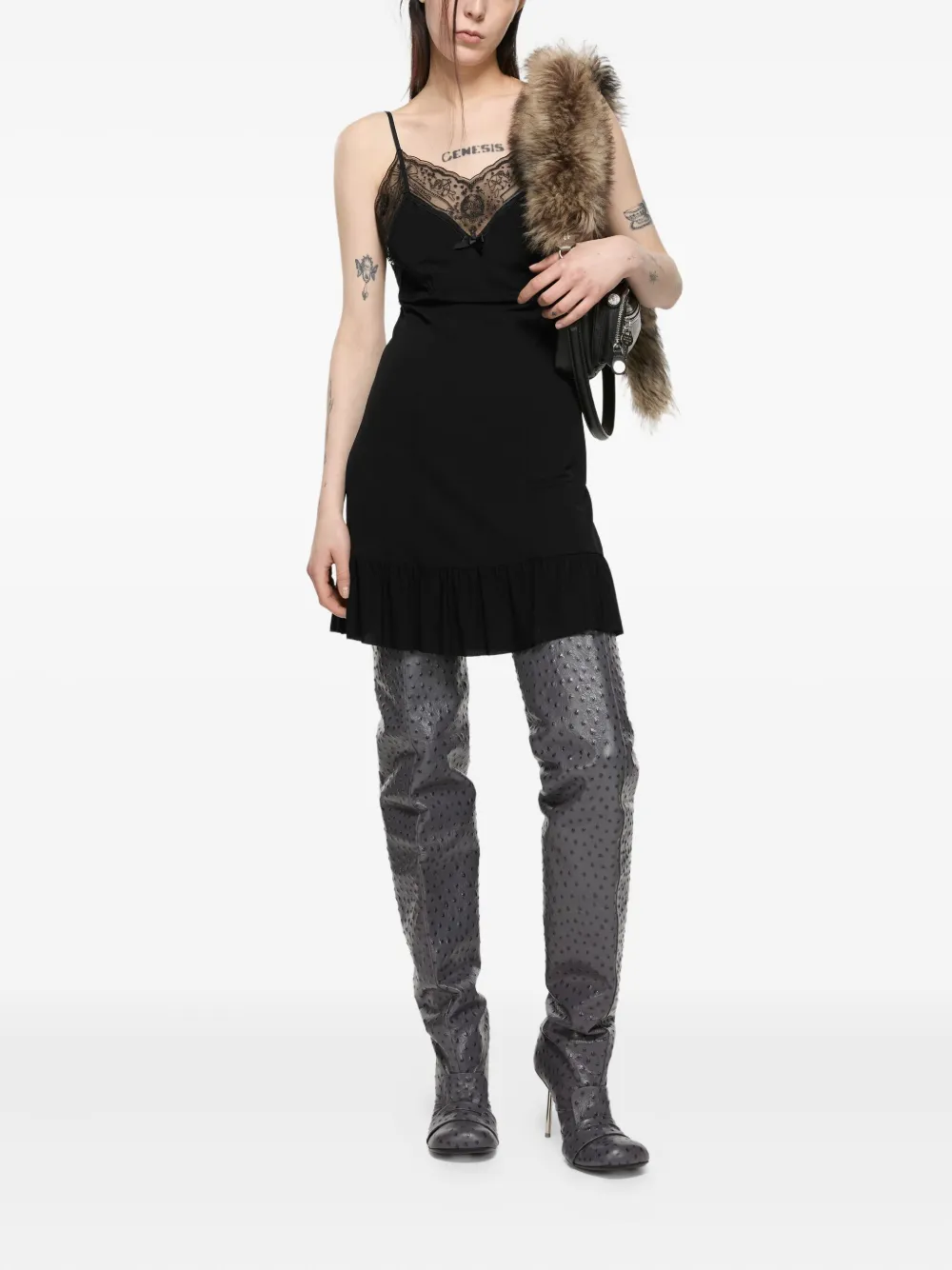 Acne Studios Mini-jurk met kant - Zwart
