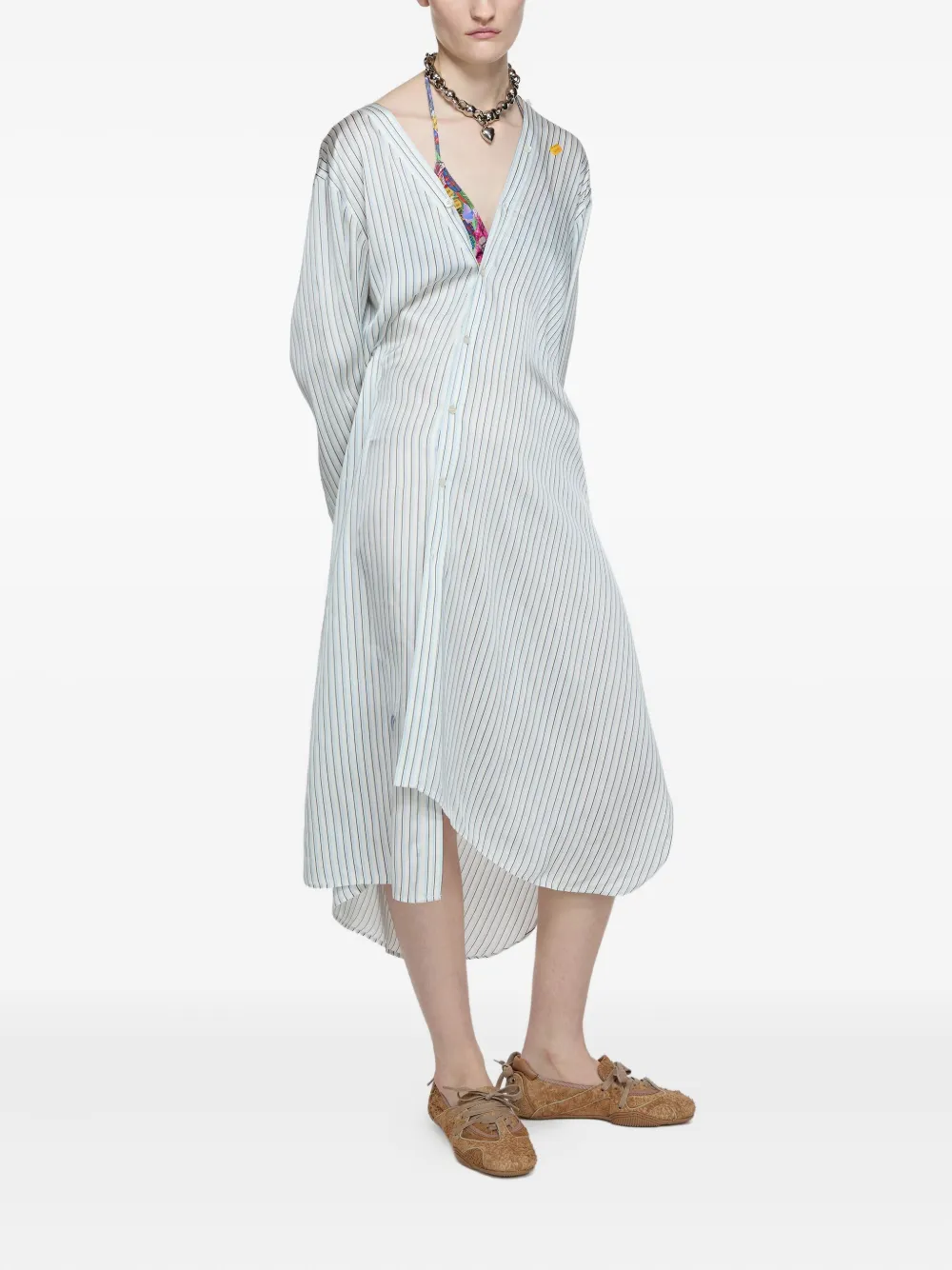Acne Studios striped shirt dress - Wit