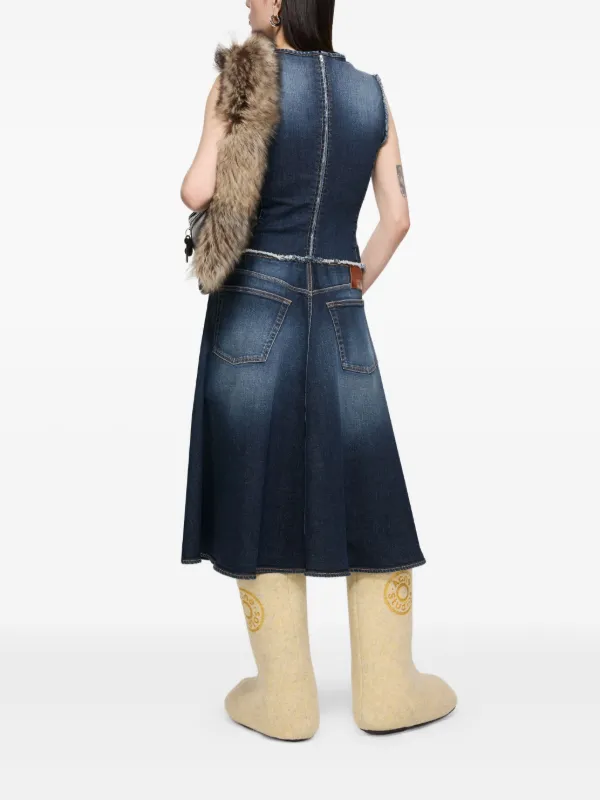 acne denim dress Denka distressed crystal-embellished denim mini dress - light blue