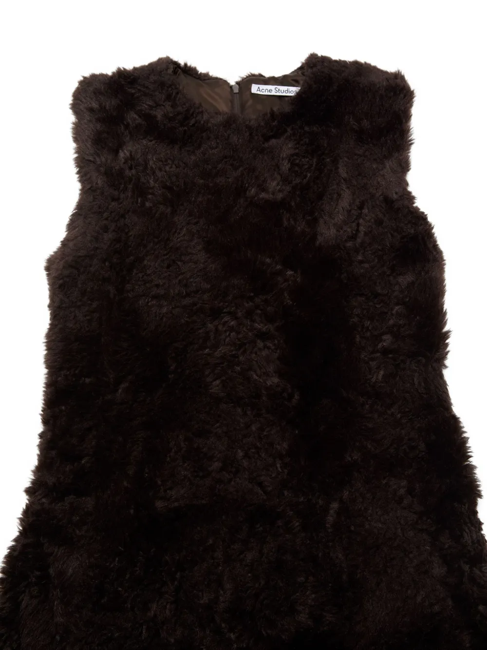 Acne Studios Mouwloze mini-jurk van imitatiebont Bruin
