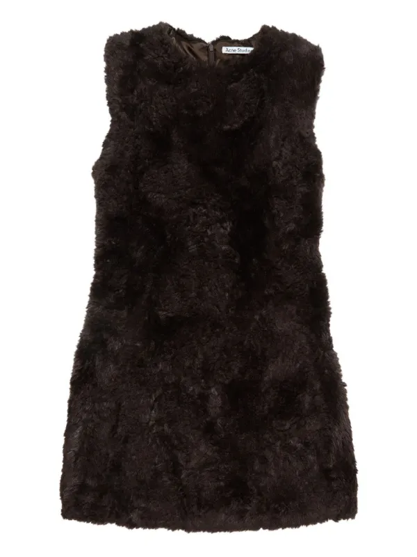 Acne Studios Sleeveless Faux-fur Mini Dress in Brown