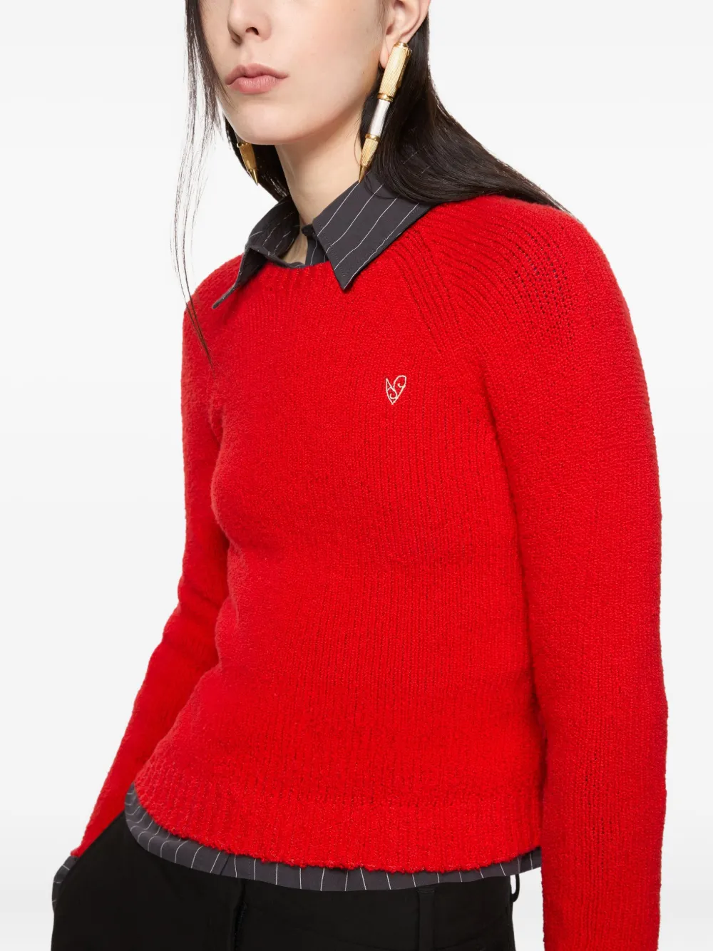 Acne Studios Trui met raglan mouwen en geborduurd hart Rood