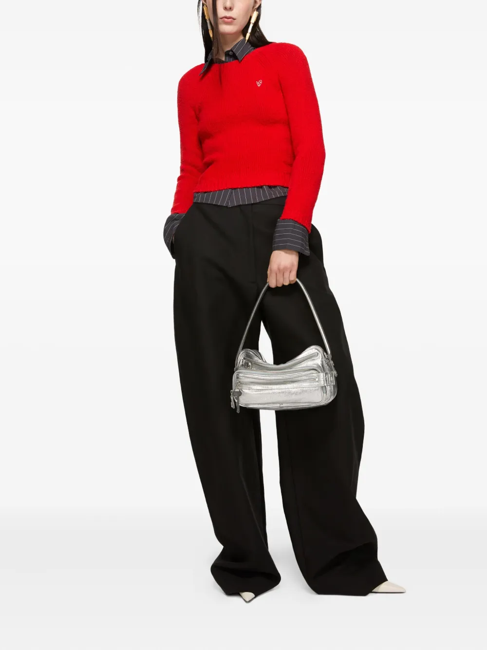 Acne Studios Trui met raglan mouwen en geborduurd hart Rood