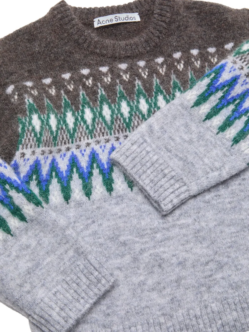 Acne Studios Fairislepattern Wool Sweater In Gray