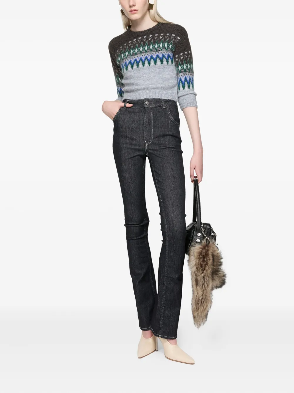 Acne Studios Fairislepattern Wool Sweater In Gray