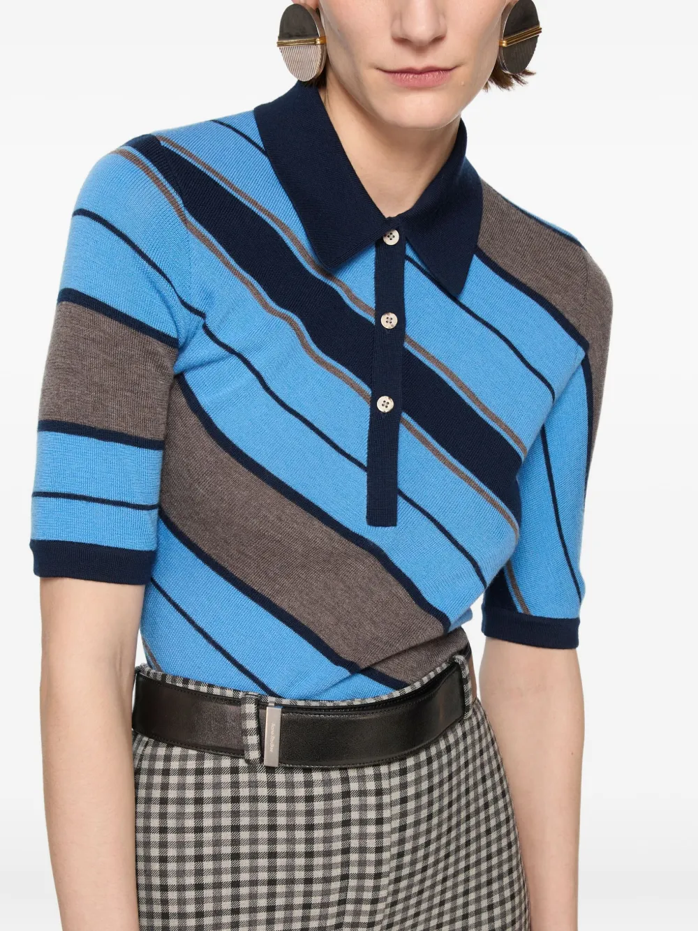 Acne Studios Top met diagonale streep en polokraag Blauw