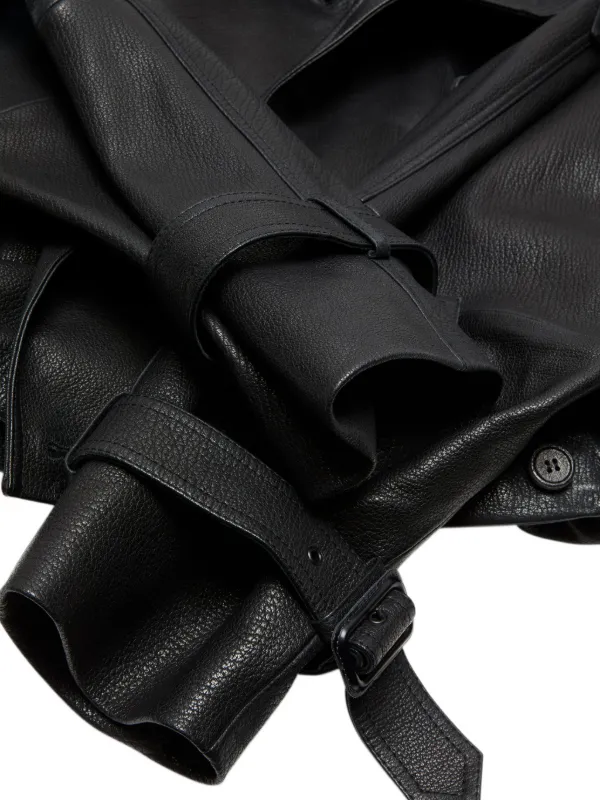 Acne Studios ダブルブレスト レザージャケット | ブラック | FARFETCH JP