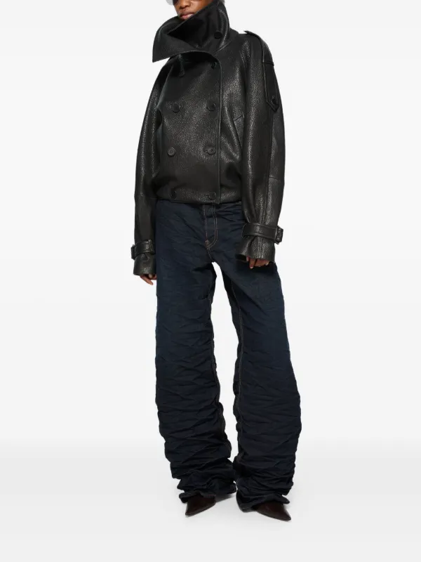 Acne Studios double-breasted buckled-cuffs Leather Jacket | Black