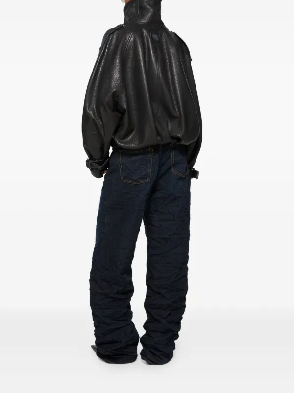 Acne Studios double-breasted buckled-cuffs Leather Jacket | Black