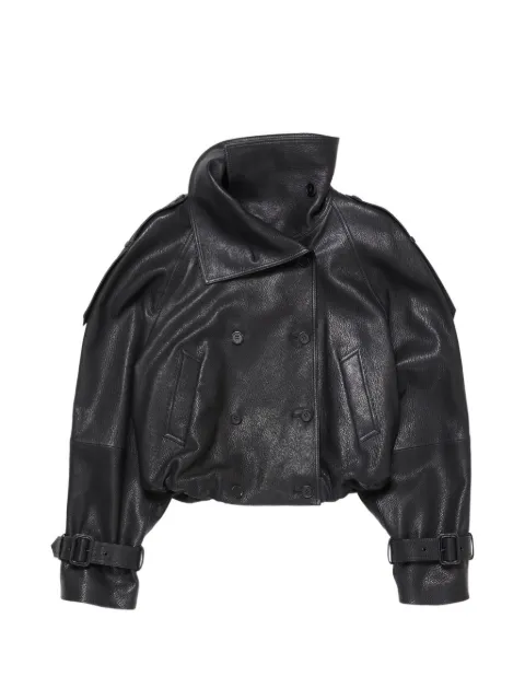 Acne Studios double-breasted buckled-cuffs leather jacket
